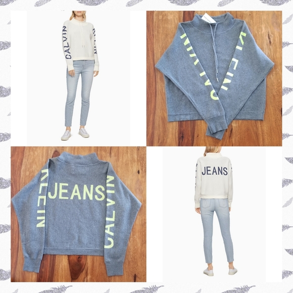 Calvin Klein Jeans Travel Logo Mock Neck Sweater - Picture 1 of 8